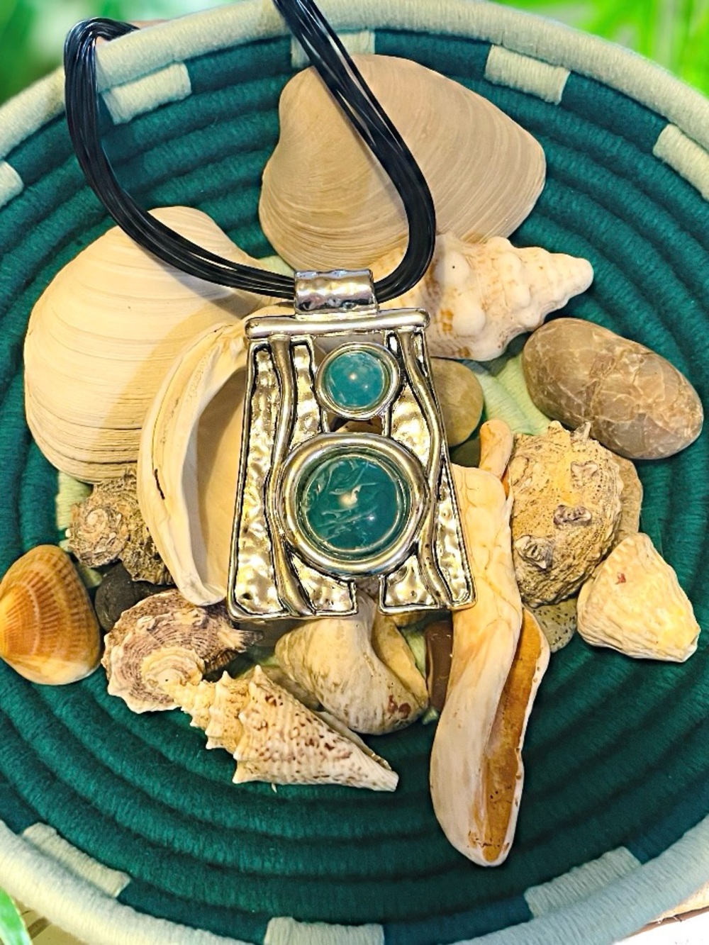Silver Tone w/ Turquoise Colors Pendant